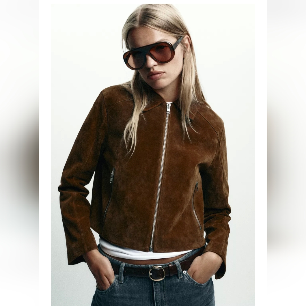 Zara 100% Leather Short Jacket